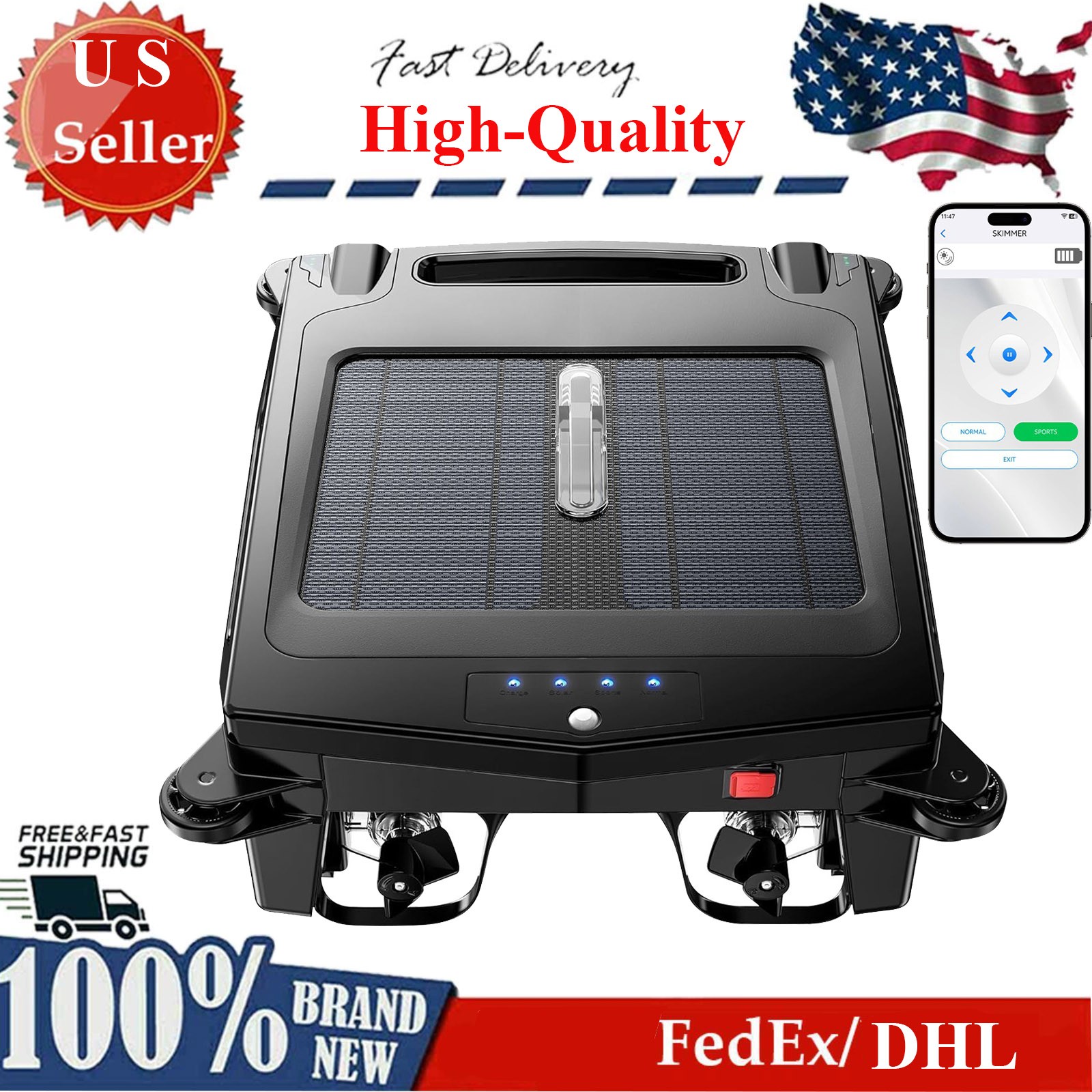 Surfer Robotic Solar Pool Skimmer w/ APP Support, Dual Charging Modes gallery