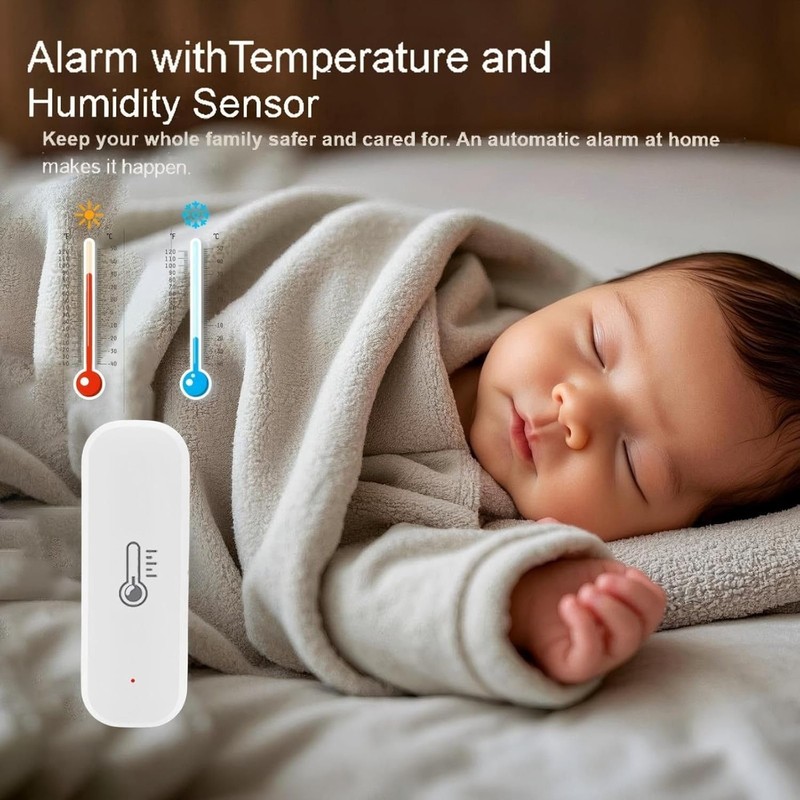 Indoor WiFi Temperature Humidity Sensor with App Alerts Compatible with Alexa gallery