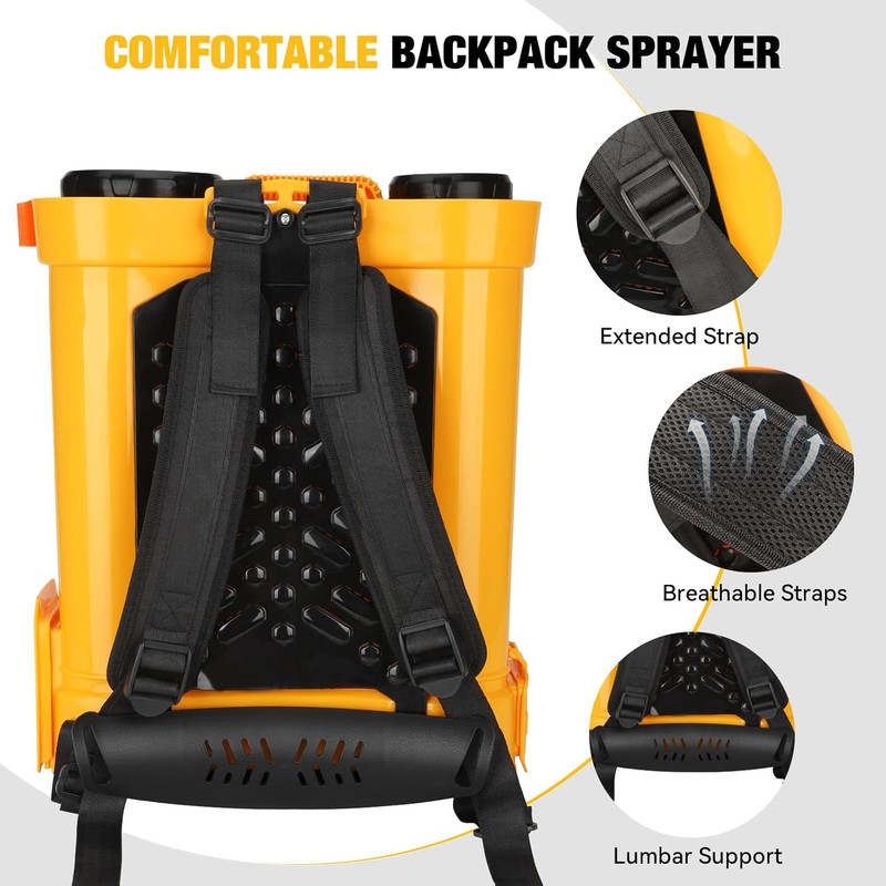 Battery Powered Backpack Sprayer for Dewalt 20V Max Battery, 5.3 Gallon, 100 PSI gallery