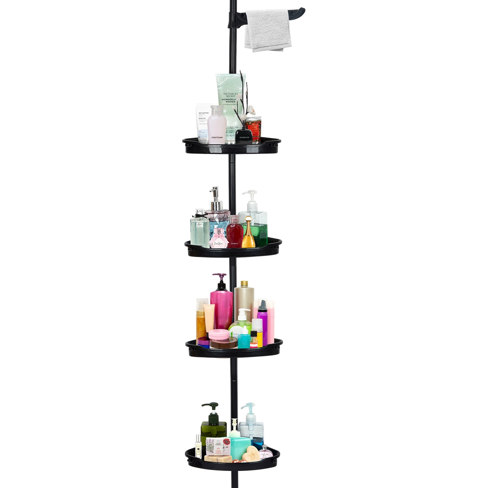 4 Tier Corner Shower Caddy Tension Pole Adjustable Rustproof Bathroom Organizer gallery