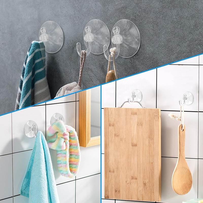 20pcs Clear Suction Cup Hooks – Reusable Plastic Hangers for Wall & Window gallery