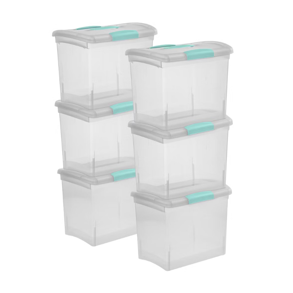 Sterilite Large Nesting ShowOffs, Stackable Clear File Box with Lid, (6 Pack) gallery