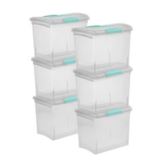 Sterilite Large Nesting ShowOffs, Stackable Clear File Box with Lid, (6 Pack)