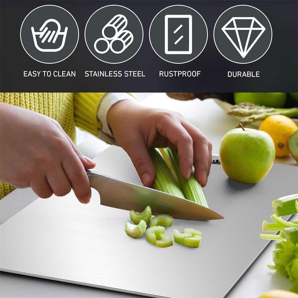 Cutting Board Titanium Double Sided 12 L x 9 W Silver Food Grade Pure Boards gallery
