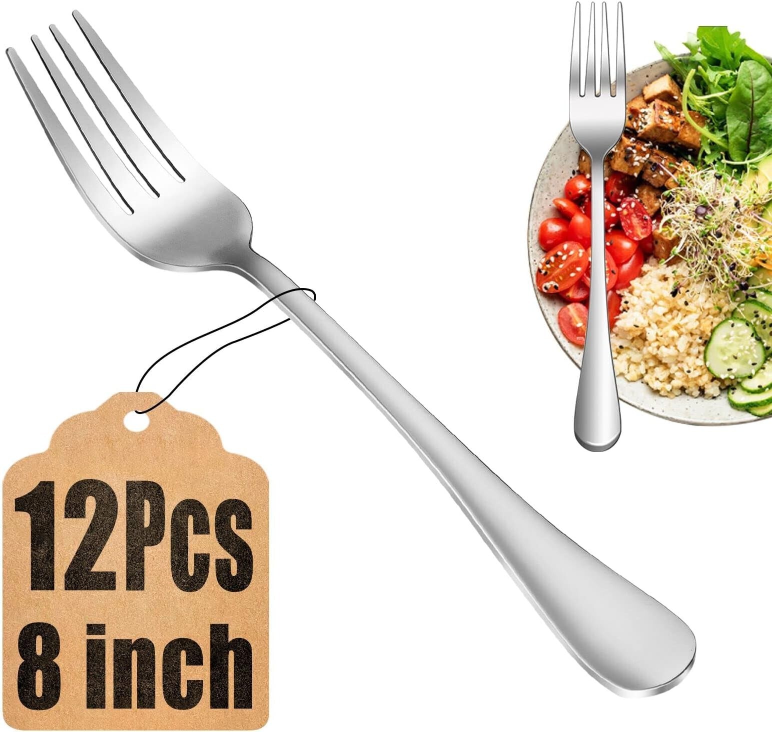 Heavy Duty Dinner Forks 18/10 Stainless Steel Salad Table Fork Set of 12 Flatwar gallery
