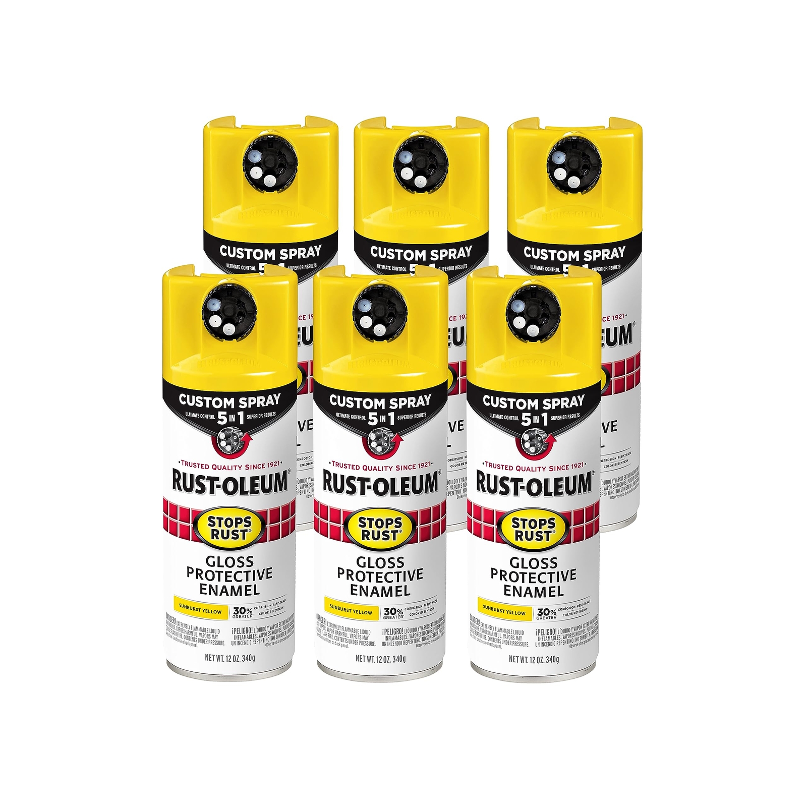 Rust-Oleum Custom Spray 5-in-1 Gloss Sunburst Yellow Spray Paint 12 oz 6-Pack! gallery