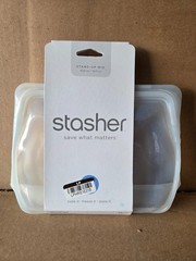 Stasher Stand-Up Mid Reusable Leakproof Silicone Food Storage Bag 56 fl oz Clear
