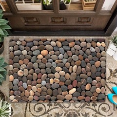 Stone Pebble Texture Welcome Doormat – Indoor/Outdoor Mat, Pebble Mat Decor √