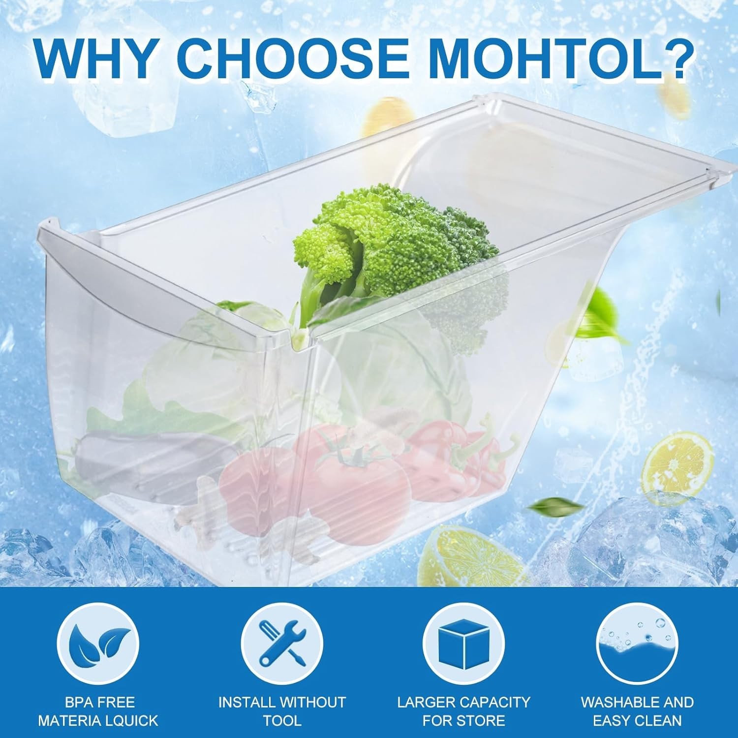 Refrigerator Crisper Drawer for Frigidaire FRT18KG3DW9 FRT18KG3DW7 FRT18L4JMH gallery