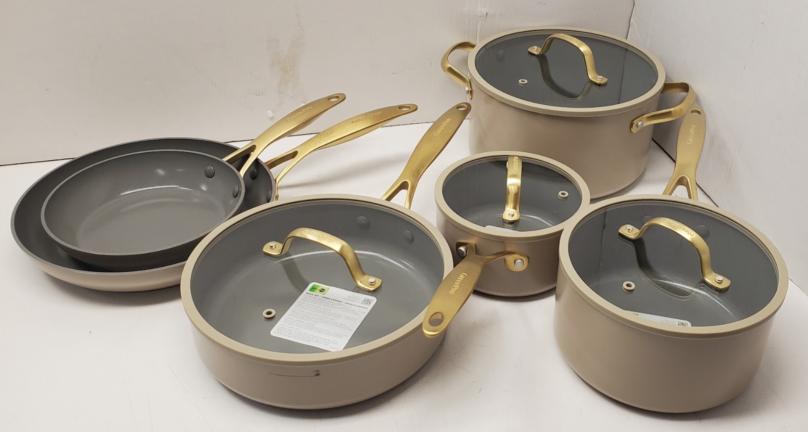 GreenPan Jewel Pro 10PC Cookware Set Hard Anodized Nonstick Taupe *SEE DETAILS* gallery