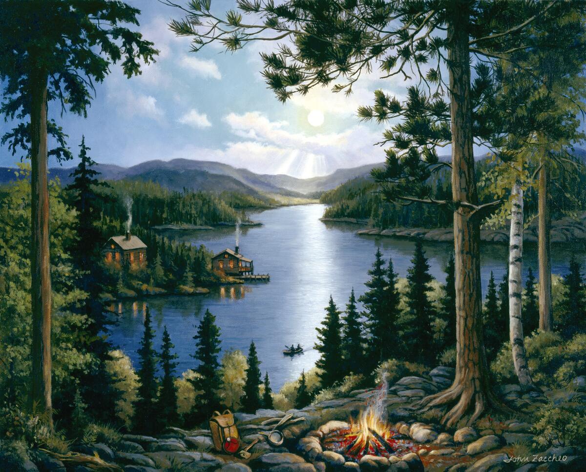 Ceramic Tile Mural Kitchen Backsplash - Cabin in the Woods - Woodland Landscape gallery