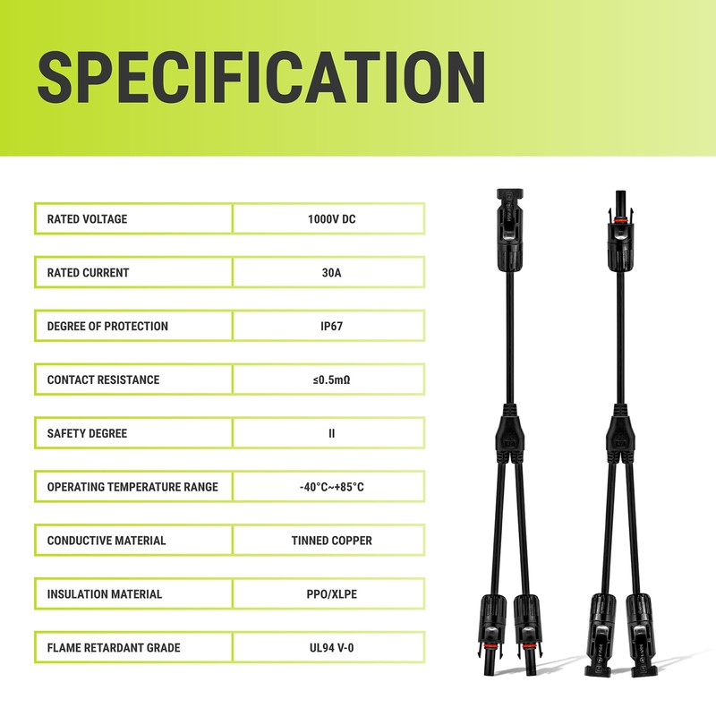 Solar Panel 1ft Flexible Branch Parallel Connectors Cable 2 to 1 gallery