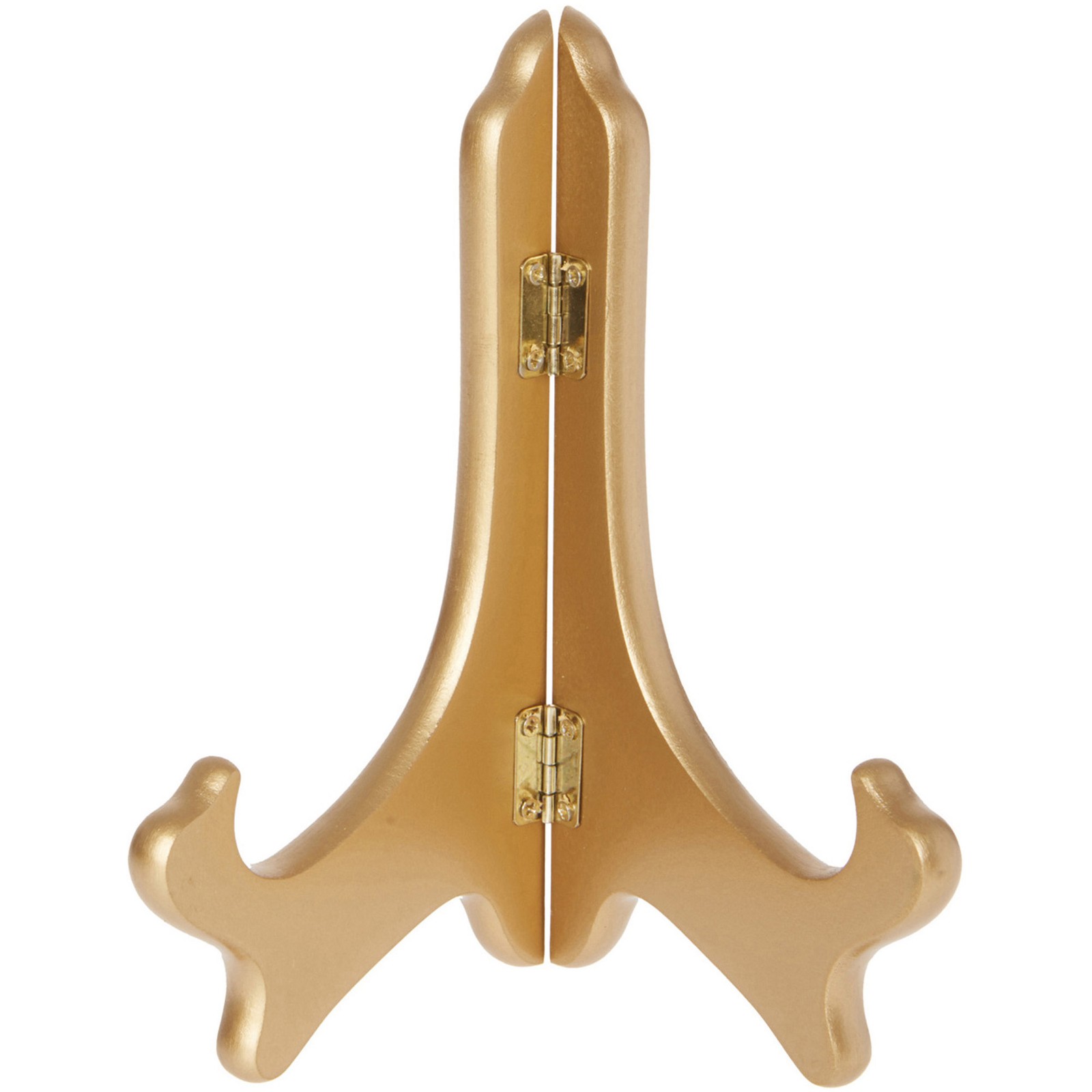 Bard's Hinged Gold MDF Wood Plate Stand, 7" H x 6" W x 4.25" D (7" - 9" Plates) gallery
