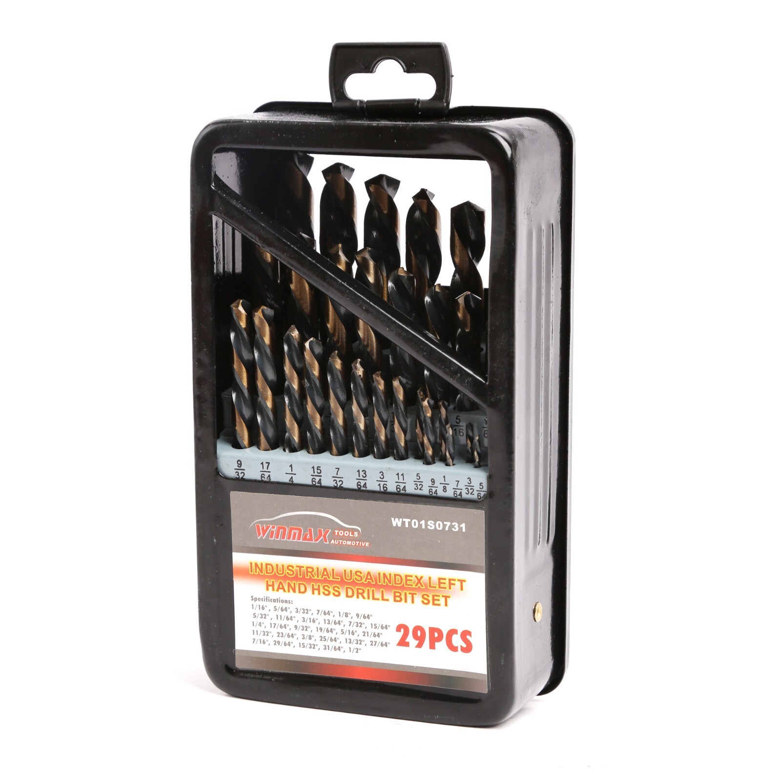 29Pcs 1/16"-1/2" Cobalt Left Hand Drill Bit Set for Cast Steel, Plastic and Wood gallery