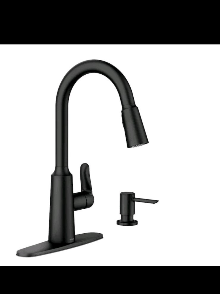 Moen Edwyn One-Handle High Arc Pulldown Kitchen Faucet - Matte Black gallery