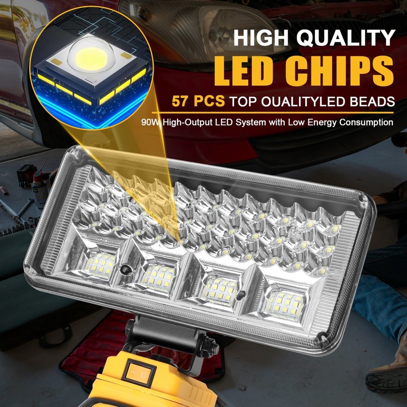 20V MAX LED Work Light Flashlight for De walt 20V Battery 90W 6800LM gallery