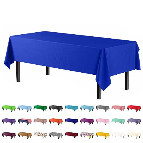6-Pack Premium Plastic Tablecloth 54in. x 108in. 54in. X108in. Rectangle Blue gallery