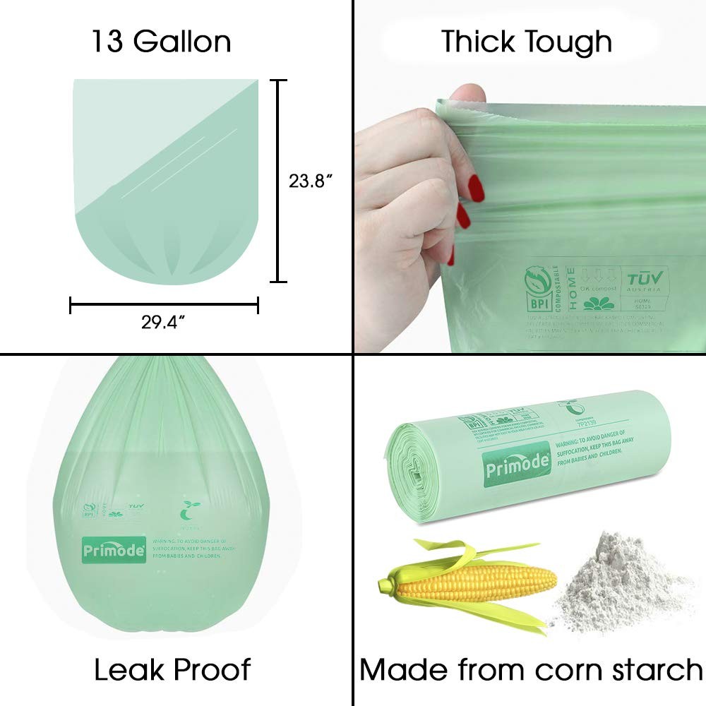 Compostable Bags 13 Gallon, Tall Kitchen Trash Bags, 100 Count, Extra Thick 0... gallery
