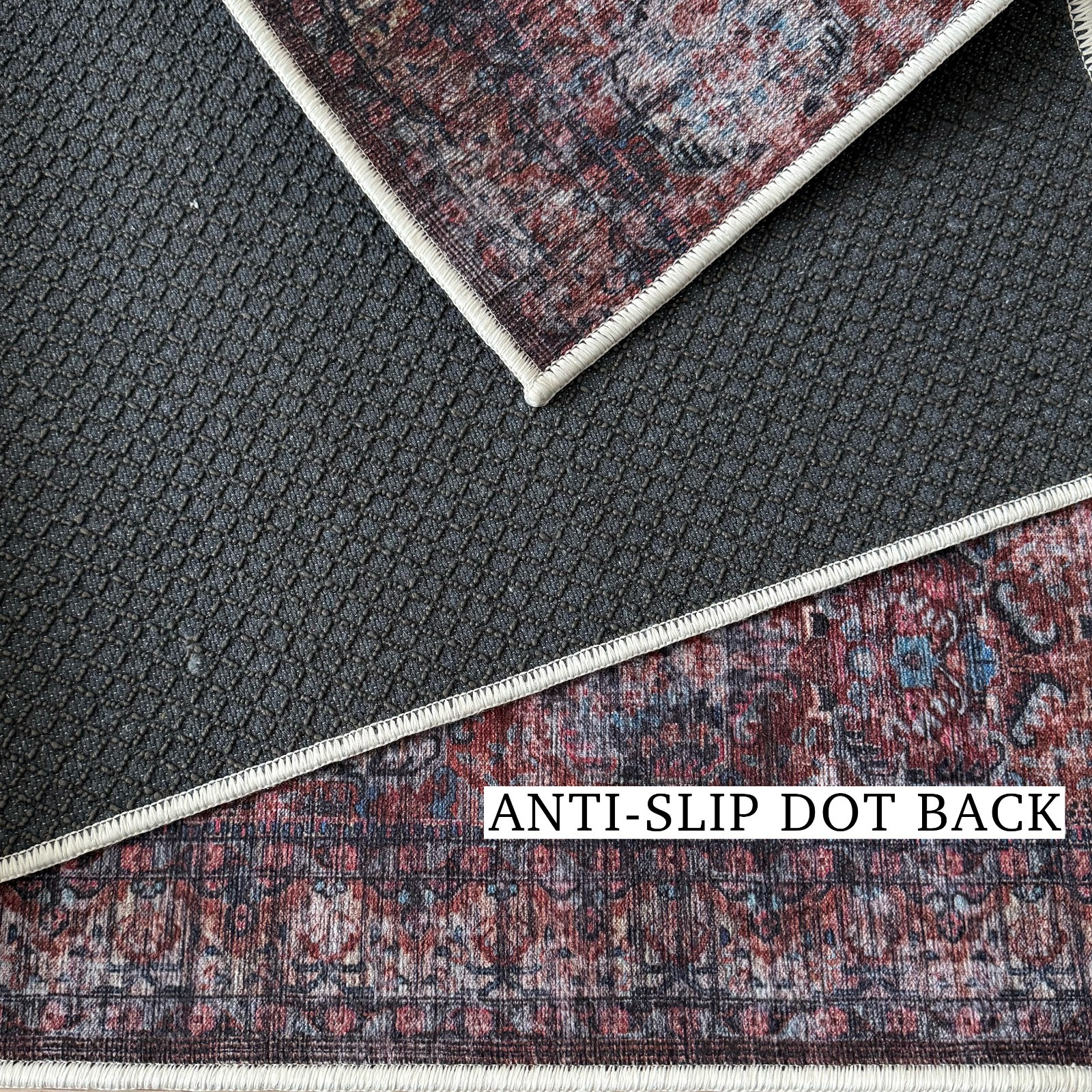 Custom Size Anti Slip Soft Pile Bordered Beige Design Runner Rug 26" Wide gallery