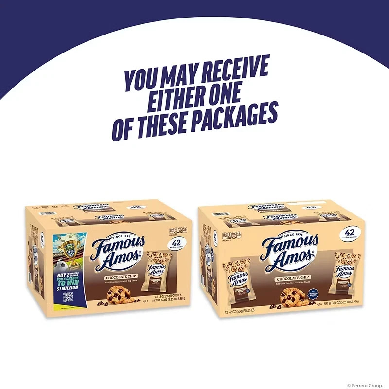 42 PACK -Famous Amos Chocolate Chip Cookies 2 oz (Total 84 oz) LOWEST PRICES gallery