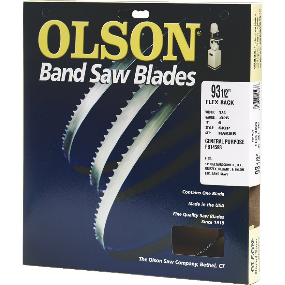 Olson 93-1/2 In. x 1/4 In. 6 TPI Skip Flex Back Band Saw Blade FB14593DB Olson gallery