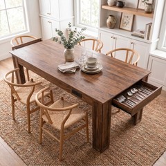 70″ Inches Rectangular Wood Dining Table, Modern Kitchen Table for 6-8 Peoples