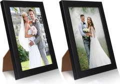 PECULA 2 Pack 4X6 Frames, Black Wall & Tabletop Display, Clear Photo Frame