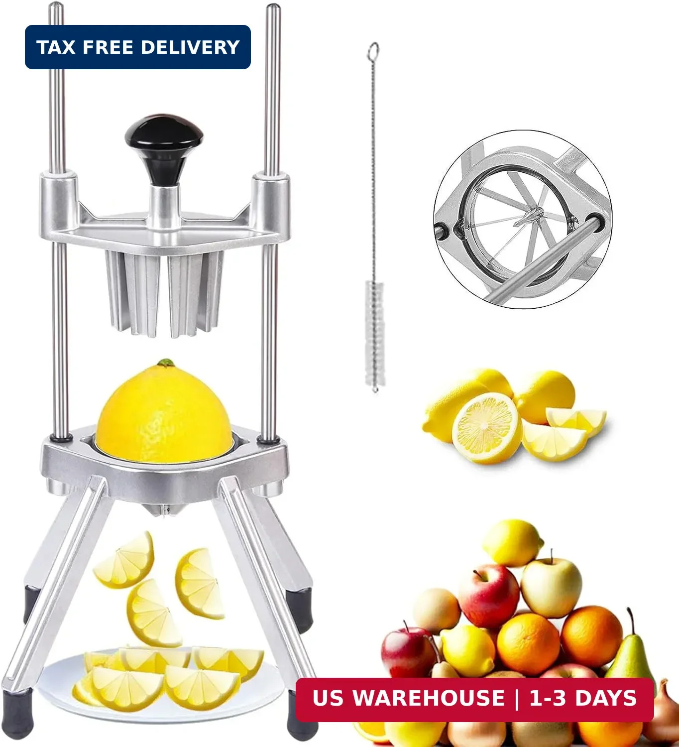 Commercial Lemon Cutter 8-Section with V-Shaped 420 Stainless Steel Blades，Easy gallery