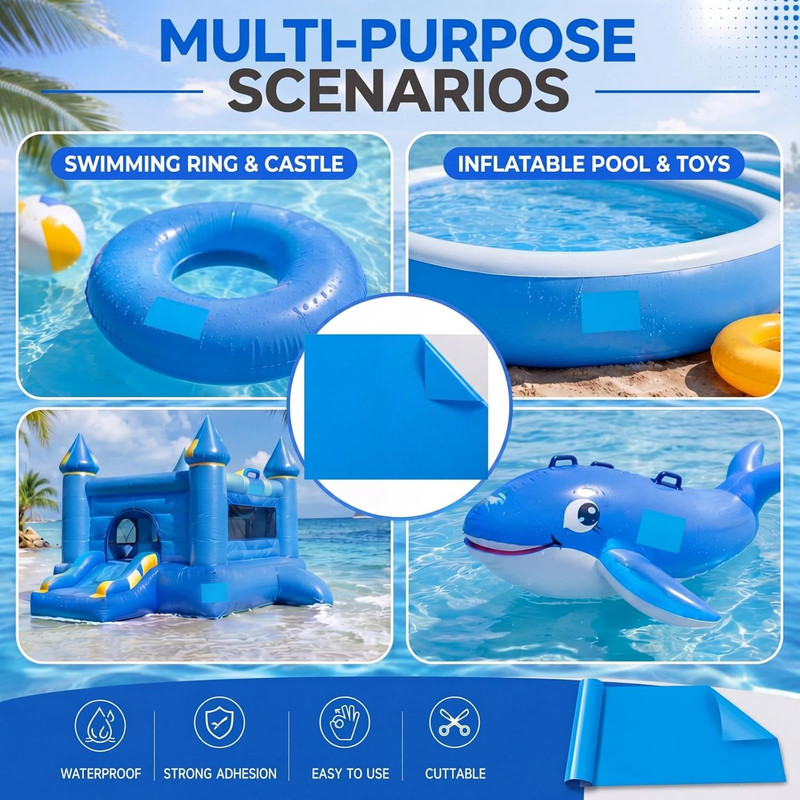 Extra Large Pool Liner Repair Patch 2.8 Ft X 4.1 Ft Blue Self Adhesive Vinyl Poo gallery