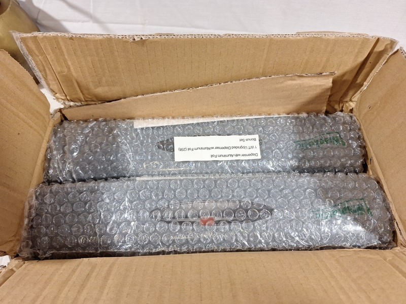 2 Pack - WRAPTASTIC Food Wrap Dispenser BONUS SET Free 50' Plastic 25' Foil Roll gallery