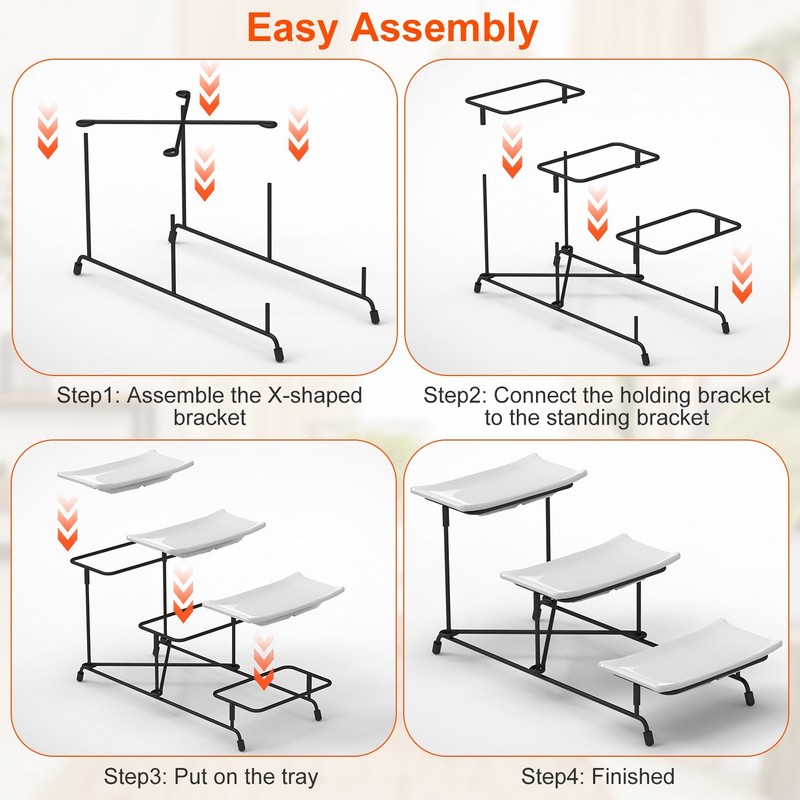 Plastic Serving Tray Dessert Display Stand Dinnerware Rack Platters Metal Stand gallery