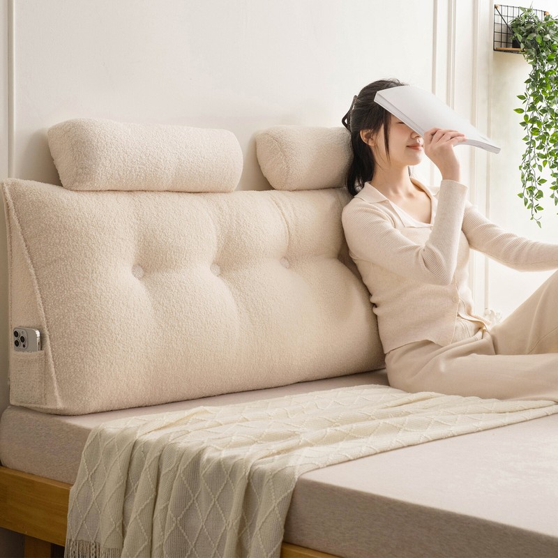 Large Triangular Headboard Pillow Bolster Rest Reading Pillow w/ Removable Cover gallery
