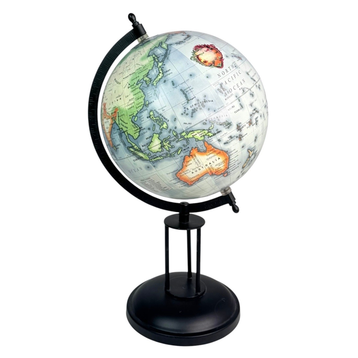 Globe Rotating Desktop World Atlas Ocean Geography Learning Black Metal 9x15.5" gallery