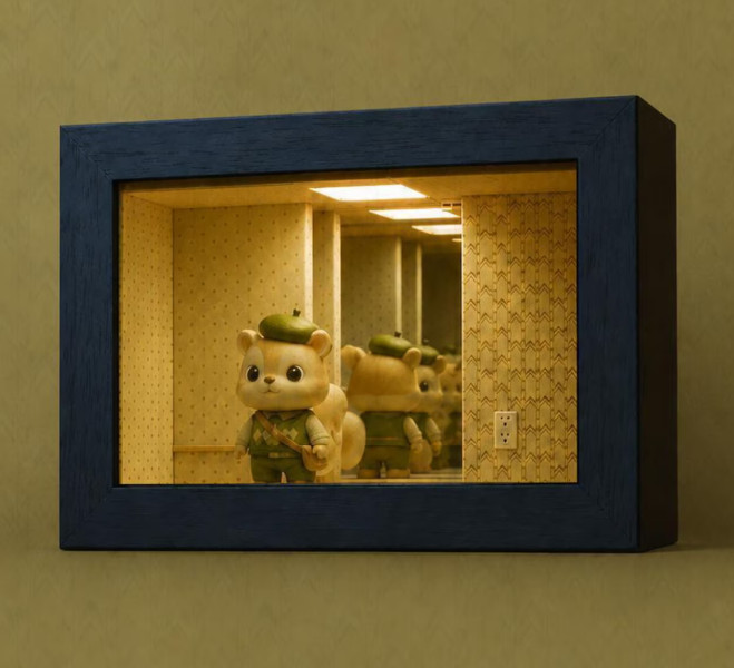 Backrooms Level 0 Miniature Room Decor - Infinite Mirror Shadow Box Case gallery