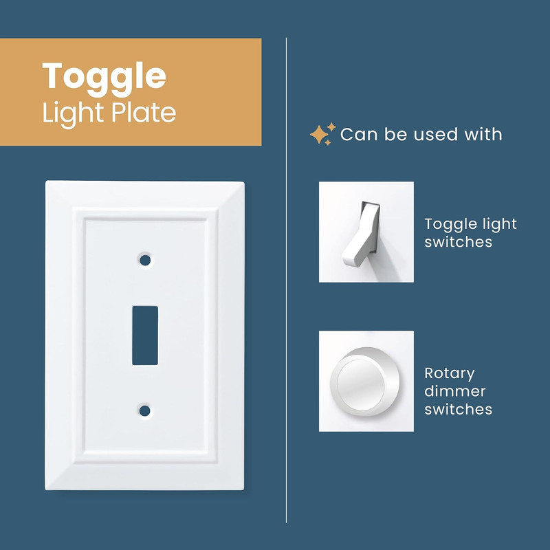 Soft Arch (2-Pack) Decorative Light Switch Covers Wall Plate Pure White 3-Gang O gallery