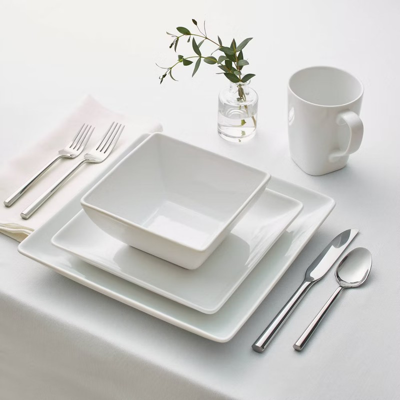 Square Rim Porcelain 16pc Dinnerware Set - Threshold gallery