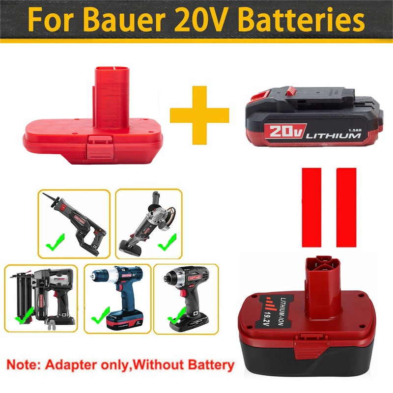 1x Adapter For Bauer 20V Lithium Battery Convert to Craftsman 19.2V Power Tools gallery
