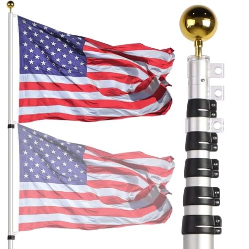 20ft Telescopic Flag Pole - Extra Thick Outdoor Telescoping 20FT Silver-20FT gallery