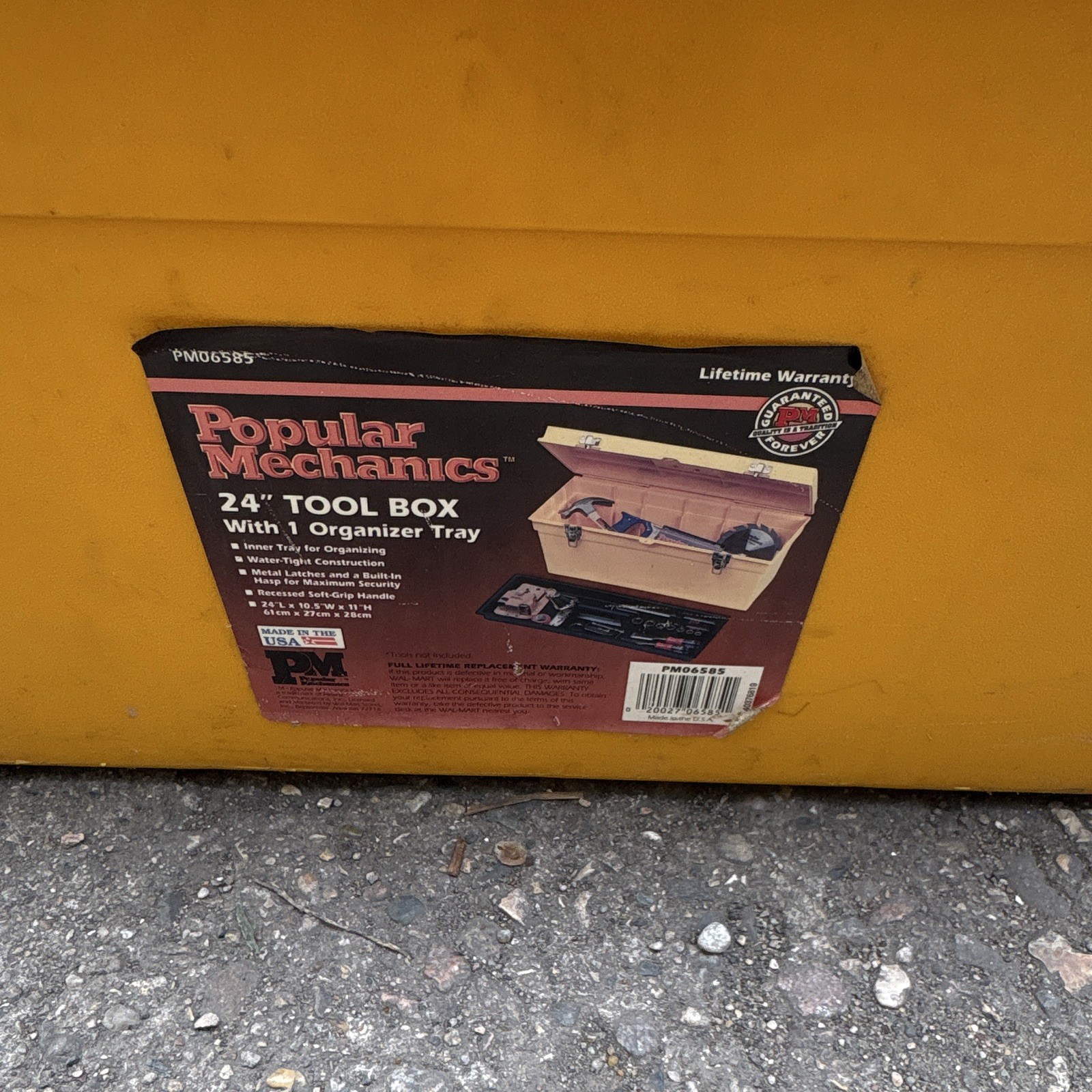 Popular Mechanics 24" Plastic Tool Box Yellow/Black w/ Tray Handle PM06585 gallery