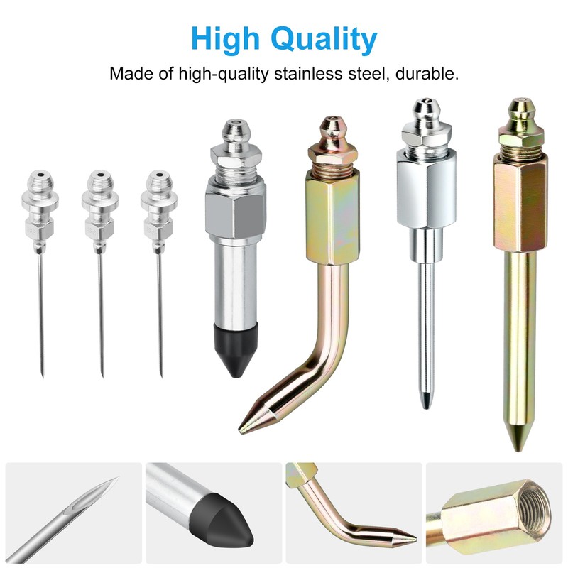 7pcs Grease Gun Accessory Kit Needle Tips Elbow Adapter Dispenser Rubber Nozzle gallery