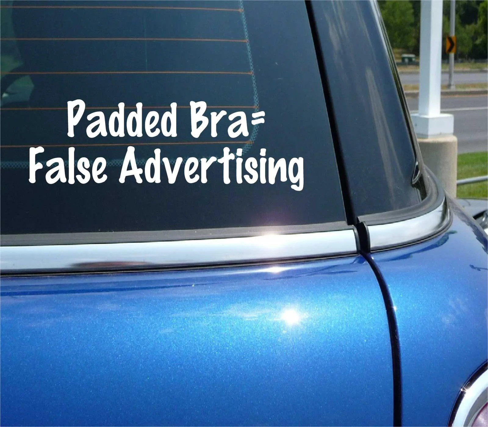 PADDED BRA FALSE ADVERTISING DECAL STICKER FUNNY WOMAN GIRL BOOBS TITS CAR gallery