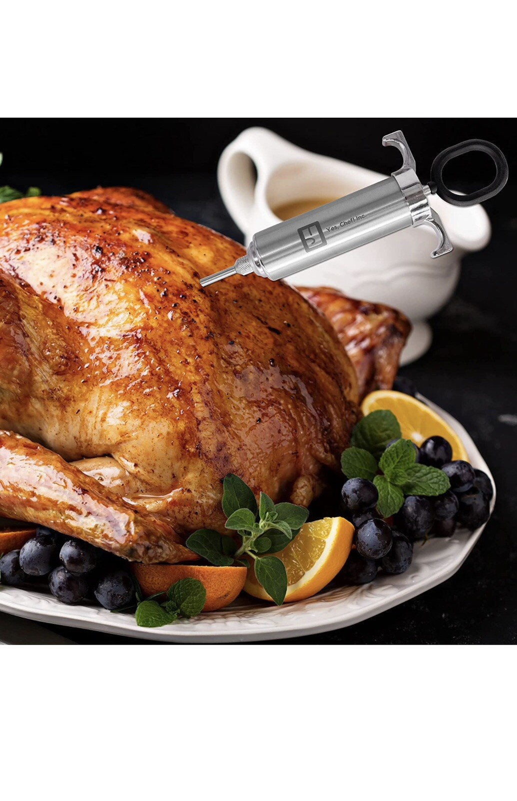 Marinade Meat Injector Syringe Stainless Steel Needles Claws Thermometer Brush gallery