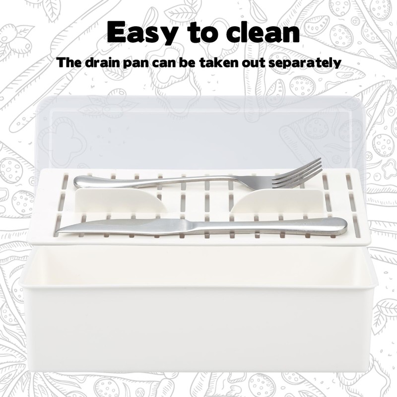 3Pcs Flatware Tray with Lid and Drainer, Large Plastic Silverware Utensil Kit... gallery