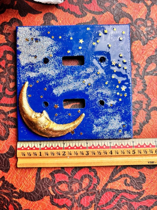 Celestial Light Switch Cover, 90s Vintage Inspired, Whimsical Moon & Star Plate gallery