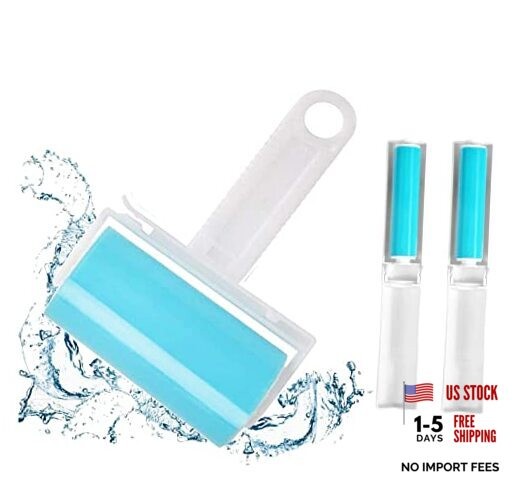 Sticky Lint Roller 3 Pack, Reusable Washable Lint Roller Pet Hair 1M-2S Blue gallery
