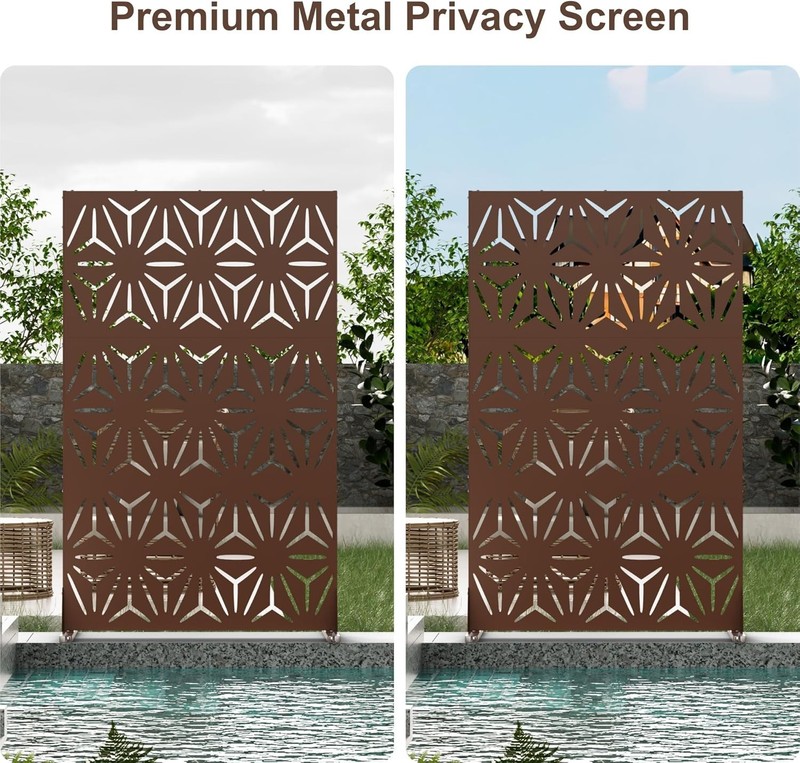 Elegro Metal Privacy Screen Four-leaf clover Decorative For Outside Deck Balcony gallery