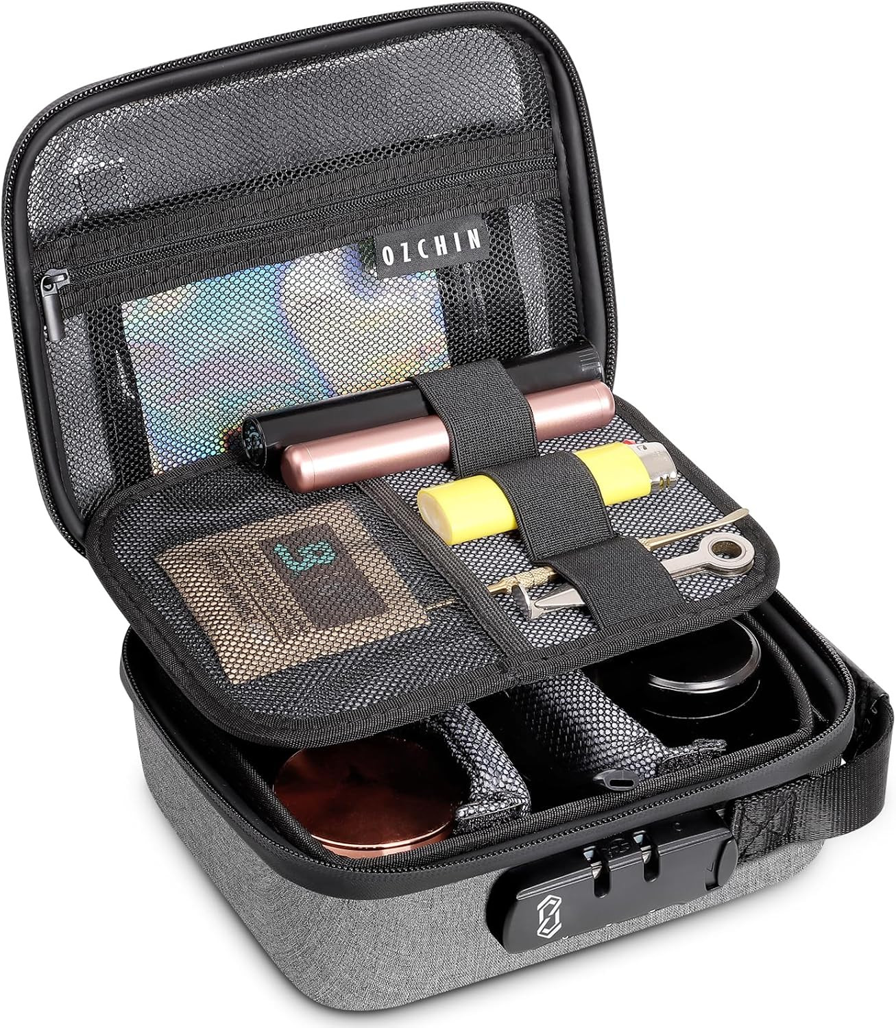 Smell Proof Bag with Combination Lock Odorless Carbon Lined Hard PU Stash Box Od gallery