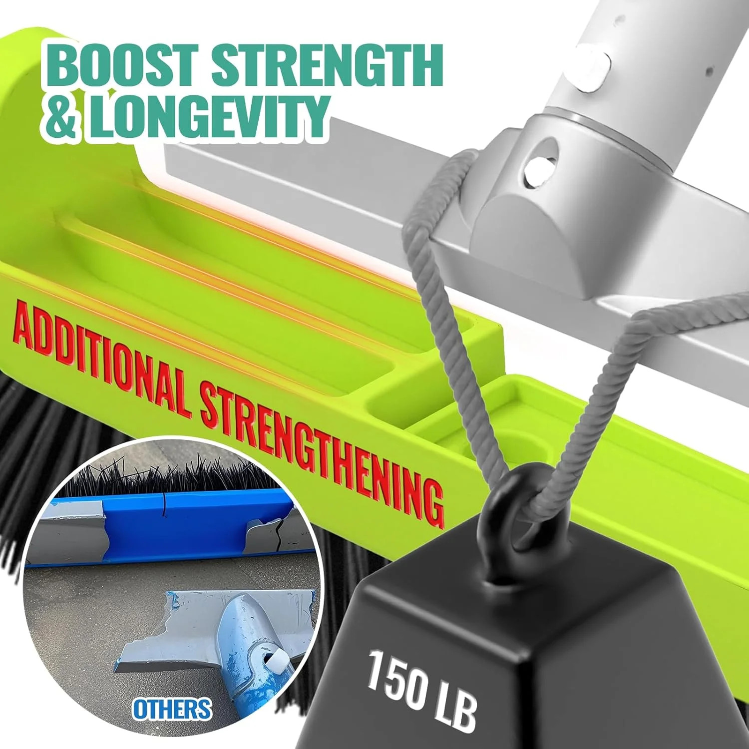 18" Pool Brush Head for Cleaning Swimming Pool Walls, Curved Ends High-Efficienc gallery