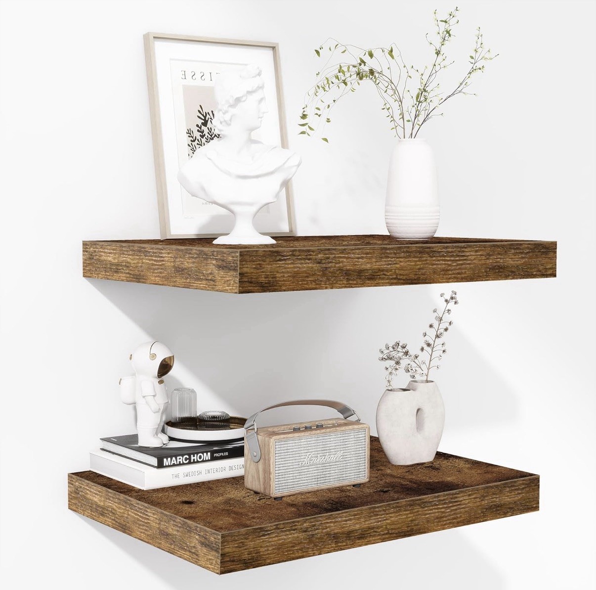 2 Pack 11-1/2 Inch Deep Rustic Floating Wall Shelves 15-5/8”W X 11-1/2”D X 2”H gallery