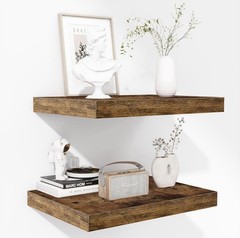 2 Pack 11-1/2 Inch Deep Rustic Floating Wall Shelves 15-5/8”W X 11-1/2”D X 2”H
